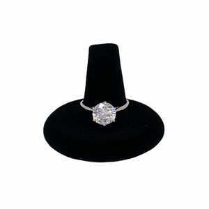 STERLING SILVER Ring Women Cubic Zirconia Solitaire Stamped .925 Size 8 1/2